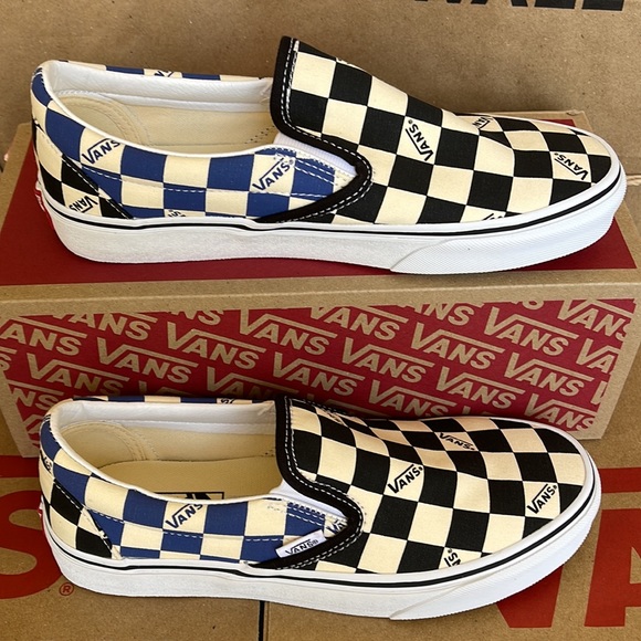Vans Classic Slip On Big Check Black/Navy sneakers WMNS - Picture 2 of 16